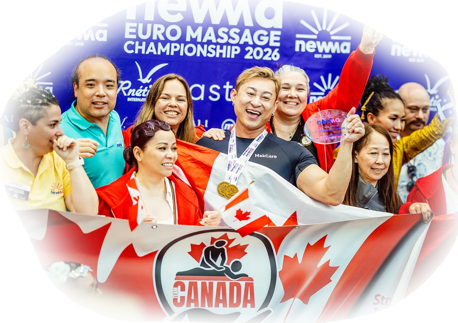 Hubert Mak celebrating with Team Canada in Paris